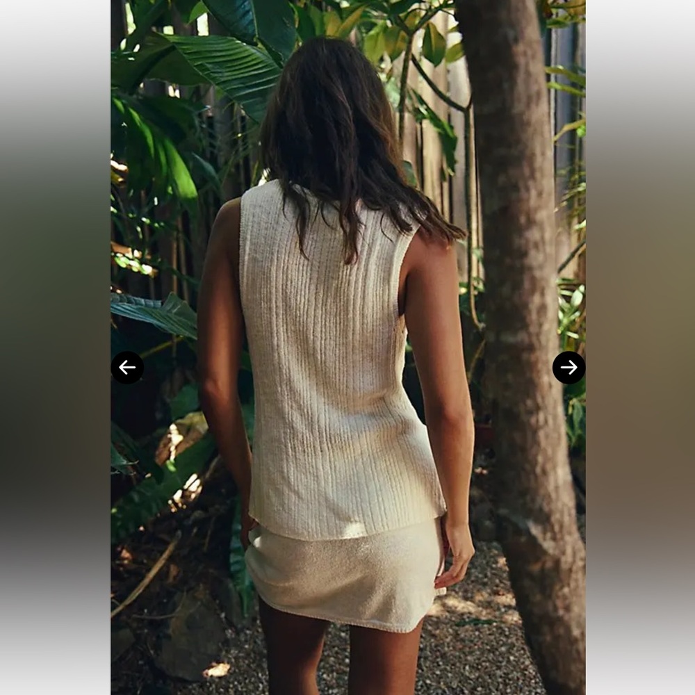FREE PEOPLE Rhea Sweater Skirt Set - Coconut Milk Size Medium NWOT Retail $78 - Picture 2 of 8